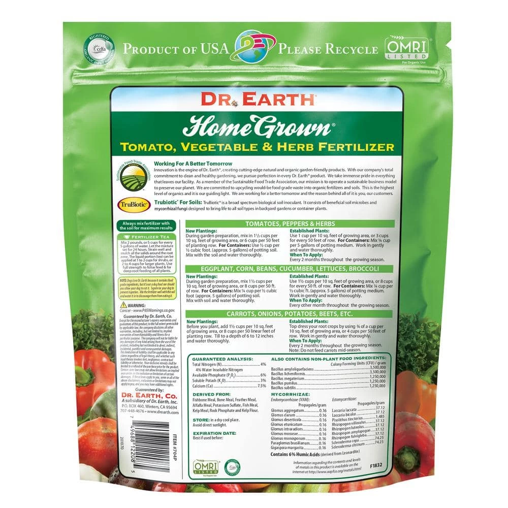 Best reviews of π 4 lbs. 60 sq. ft. Organic Home Grown Tomato Vegetable and Herb Dry Fertilizer by DR. EARTH π₯° 2 Best reviews of π 4 lbs. 60 sq. ft. Organic Home Grown Tomato Vegetable and Herb Dry Fertilizer by DR. EARTH π₯° - Image 2