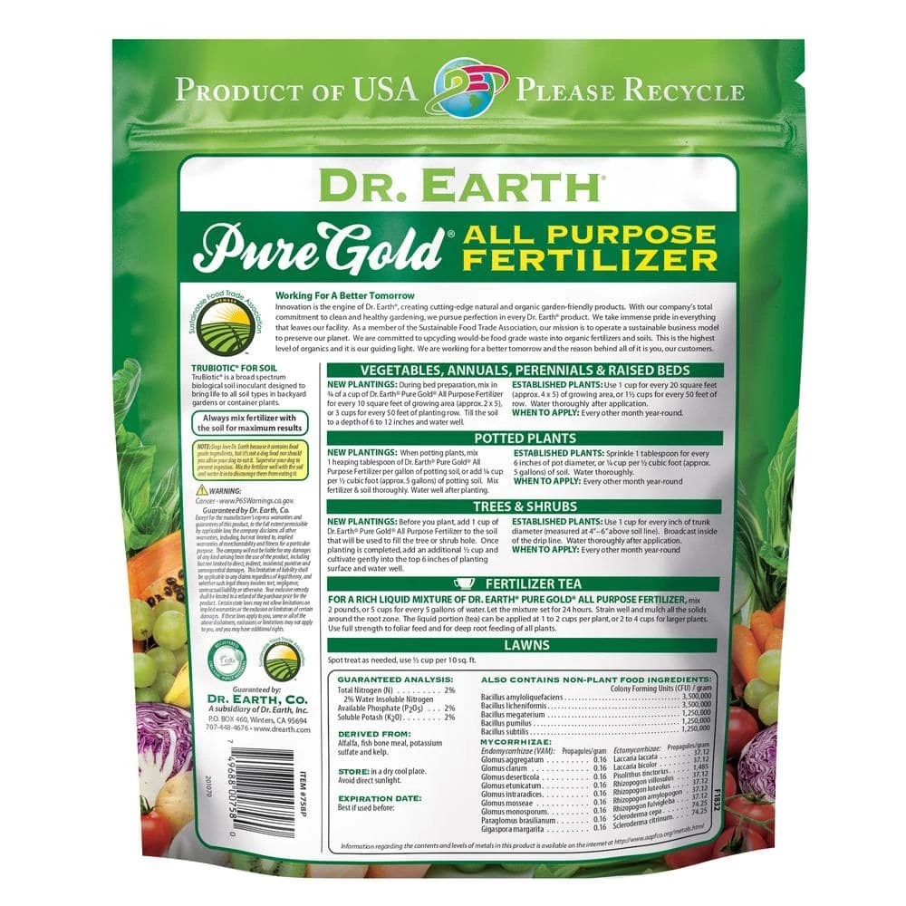 Flash Sale π 3 lbs. 45 sq. ft. Organic Pure Gold All Purpose Fertilizer Pelletized by DR. EARTH π 2 Flash Sale π 3 lbs. 45 sq. ft. Organic Pure Gold All Purpose Fertilizer Pelletized by DR. EARTH π - Image 2