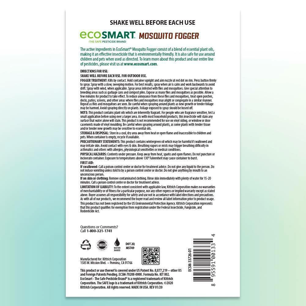 Best Sale π 14 oz. Natural Mosquito Fogger with Plant-Based Rosemary Oil and Peppermint Oil, Aerosol Spray Can (2-Pack) by EcoSmart π 5 Best Sale π 14 oz. Natural Mosquito Fogger with Plant-Based Rosemary Oil and Peppermint Oil, Aerosol Spray Can (2-Pack) by EcoSmart π - Image 5
