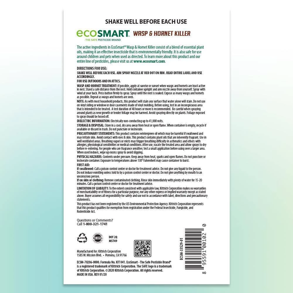 Best reviews of π 14 oz. Natural Wasp and Hornet Killer with Plant-Based Essential Oils, Aerosol Spray Can (2-Pack) by EcoSmart π 4 Best reviews of π 14 oz. Natural Wasp and Hornet Killer with Plant-Based Essential Oils, Aerosol Spray Can (2-Pack) by EcoSmart π - Image 4