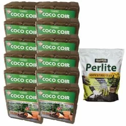 New 👍 108 Gal. Expanding Coco Coir Pith (48 Brick/12-Pack) & 8 Dry Qt. Premium Horticultural Perlite by Harris ⭐