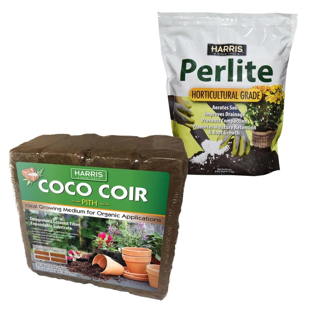 Deals 𧨠9 Gal. Expanding Coco Coir Pith (4 Brick Pack) and 8 Dry Qt. Premium Horticultural Perlite by Harris π 1 Deals 𧨠9 Gal. Expanding Coco Coir Pith (4 Brick Pack) and 8 Dry Qt. Premium Horticultural Perlite by Harris π