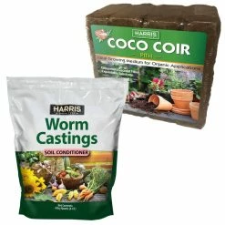 Best deal 🎁 9 Gal. Expanding Coco Coir Pith (4 Brick pack) & 4 Qt. Worm Castings Premium Soil Conditioner by Harris ⭐
