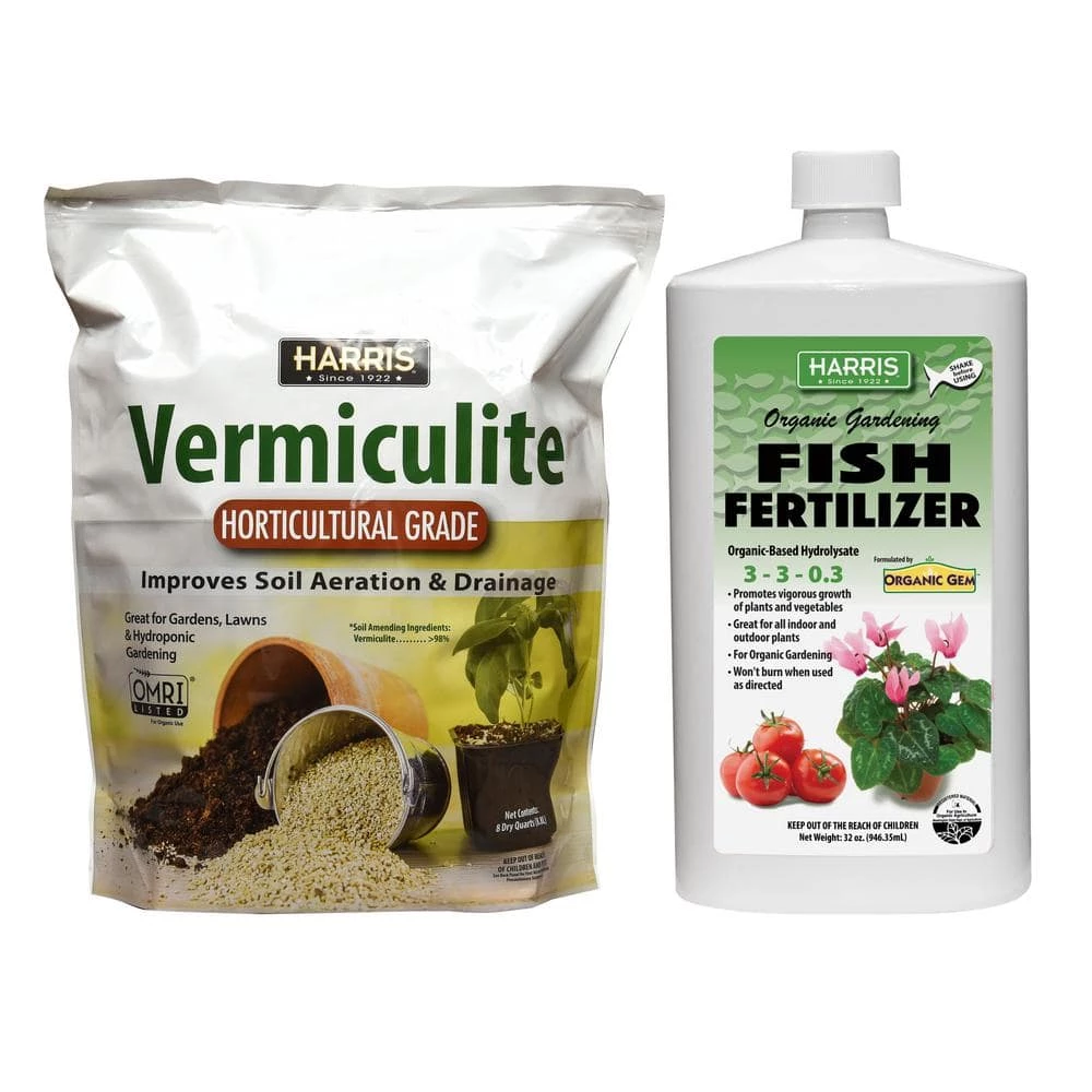 Outlet π 8Qt. Horticultural Vermiculite Gardening & 32 oz. Organic Gardening Liquid Fish Fertilizer by Harris π 1 Outlet π 8Qt. Horticultural Vermiculite Gardening & 32 oz. Organic Gardening Liquid Fish Fertilizer by Harris π