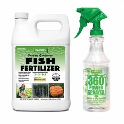 Outlet 💯 128 oz. Organic Liquid Fish Fertilizer for Plants and 360-Degree Angle Spray Bottle Value Pack by Harris ❤️