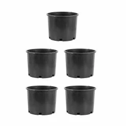 Budget 😉 5 Gal. Premium Nursery Black Plastic Planter Garden Grow Pots, 5-Pack by Hydrofarm 🛒