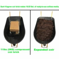 New ⌛ 11 lb. (5KG) Coconut Coir Block of Soilless Media by Viagrow 🌟 -Organic Gardening Shop viagrow garden soil vccb5 40 1000